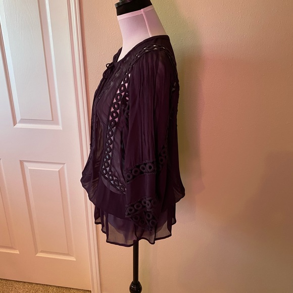 ANTHROPOLOGIE  Beautiful dark purple sheer top - Picture 4 of 9